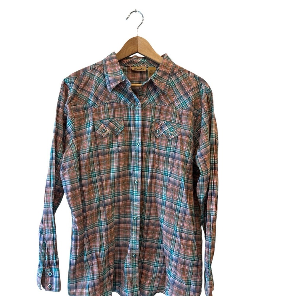 Wrangler Womens Shirt Size XXL Multicolor Plaid‎ Button Up L/S 100% Cotton READ - Picture 2 of 11